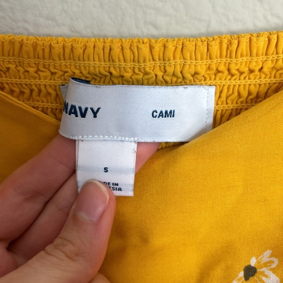 Old Navy Small cami adjustable straps smocked lined yellow floral dress - Picture 4 of 8